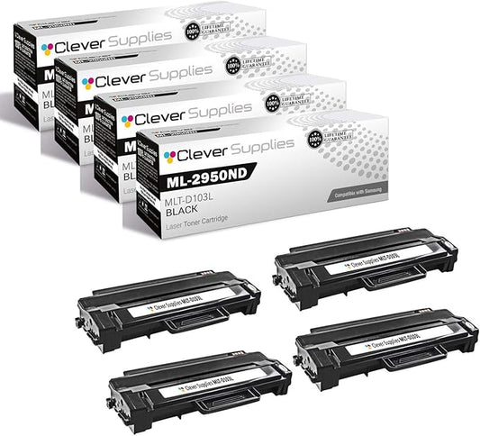 CS Replacement Toner Cartridge Compatible with Samsung ML-2950ND MLT-D103L Black ML Printers ML-2950ND ML-2955DW ML-2955ND SCX Printers SCX-4729FD SCX-4729FW Toner Cartridge 4 Pack