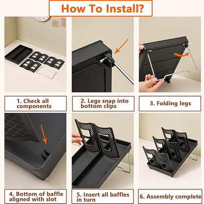 Cup and Lid Holder, CIT ZCFYU Adjustable Coffee Cup Organizer 6 Compartment, Disposable Paper Cup Dispenser fits 8-22oz, Plastic Cup Storage Rack for Coffee Station Bar Countertop Breakroom, Station