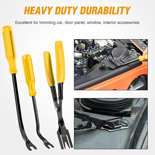 GOOACC 330Pcs Trim Removal Tool, Auto Push Pin Bumper Retainer Clip Set Fastener Terminal Remover Tool Adhesive Cable Clips Kit Car Panel Radio Removal Auto Clip Pliers, Yellow