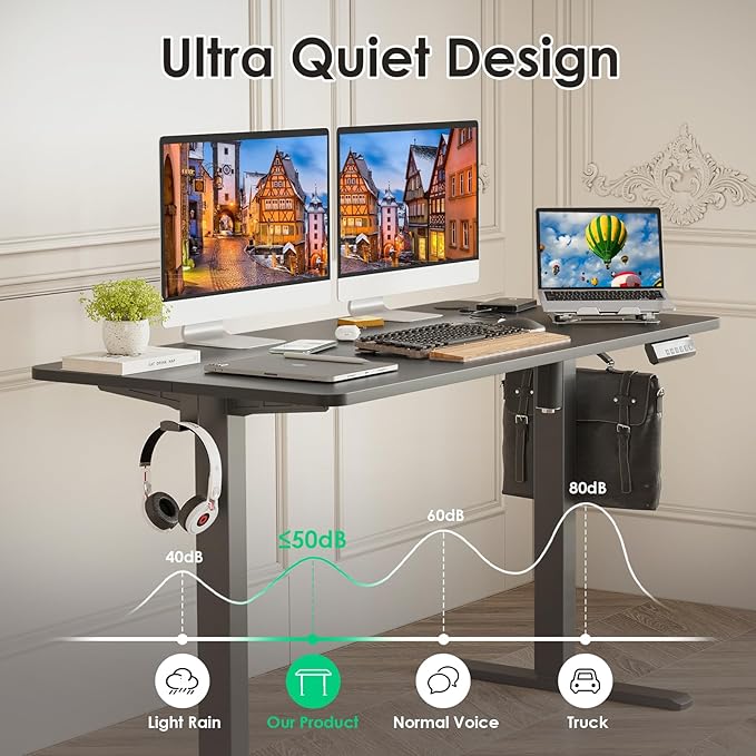 STARY Electric Standing Desk Adjustable Height Sit Stand Home Office Desk with Splice Board