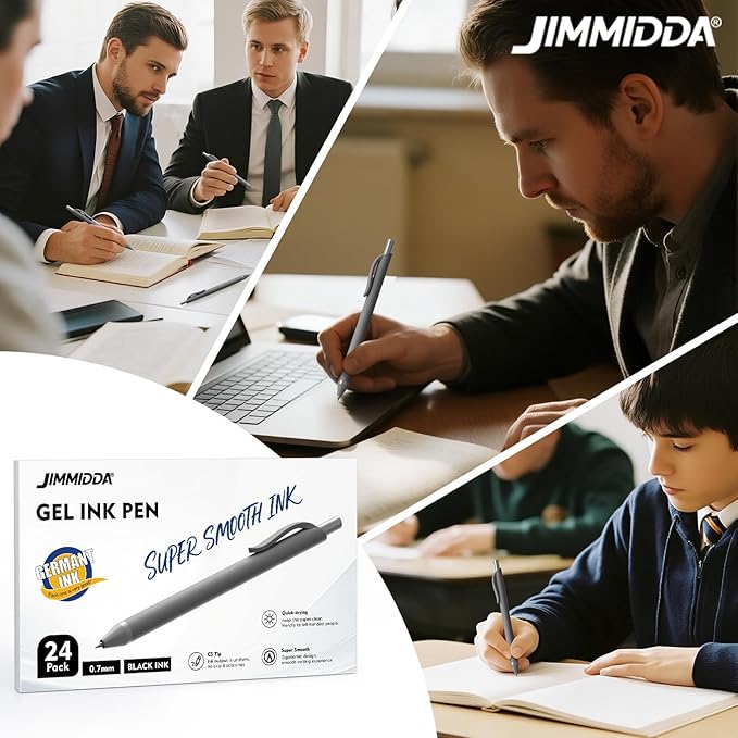 108 Pcs Gel Pens Bulk - 0.7mm Black Ink Pens Fine Point Retractable Smooth Writing - Quick-Drying Soft Grip Pen for Journaling Cute School & Office Supplies for Men Women Home Work