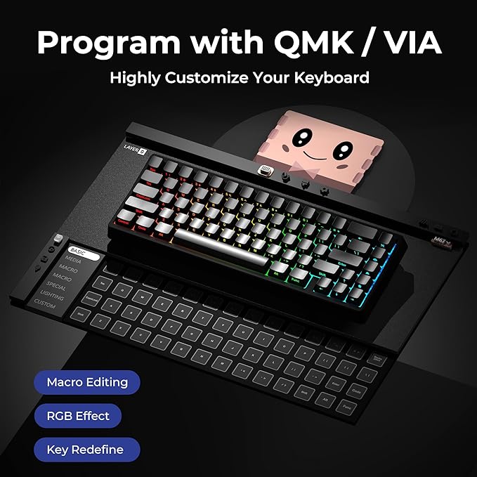 HITIME x XVX M67 60% Keyboard USB Wired Gaming Keyboard with Phantom Keycaps, QMK/VIA Support, Hot-Swappable, RGB Backlit, Gasket Structure, Creamy Pre-lubed ICE Switches, Black