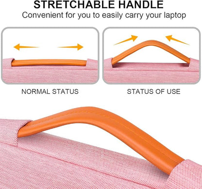 Lacdo 360° Protective Laptop Sleeve Case for 16 inch New MacBook Pro M4/M3/M2/M1 Pro/Max A3403 A3186 A2991 A2780 A2485 A2141 2024-2019, 15 inch Surface Laptop 7th Copilot+PC/6/5/4/3 Computer Bag,Peach