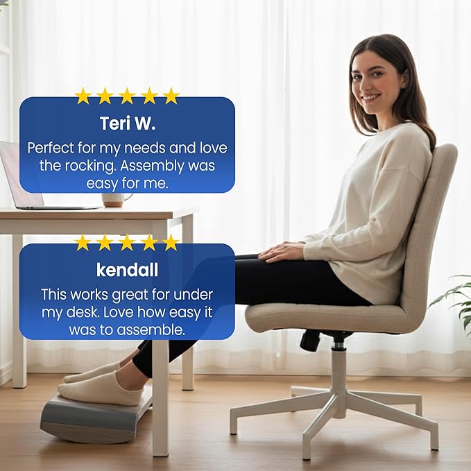 Tiel Ergonomic Foot Rest for Under Desk at Work, Rocking Footrest with Comfort Support, Office Foot Stool for Desk Chair, Leg Rest Stand for Home and Remote Office