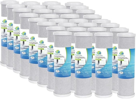 32-Pack Replacement GE GXWH04F Activated Carbon Block Filter - Universal 10 inch Filter for GE HOUSEHOLD PRE-FILTRATION SYSTEM