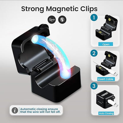 Magnetic Cable Clips 8 Pack Adhesive Cord Clips for Desk Wall Nightstand and for car Compact Cable Holders for Charging Cords