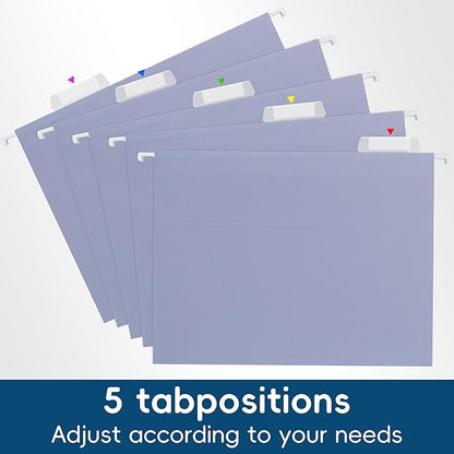 Hanging File Folders, 25 Pack Letter Size File Folders with 1/5-cut Tabs, Office Essentials for Filing Cabinet & Desk Storage