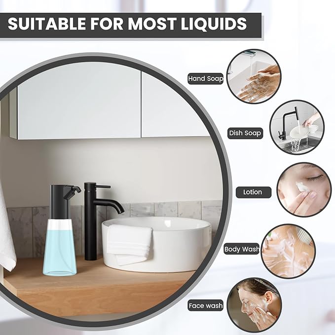 2 Pack Automatic Liquid Soap Dispenser Touchless,Hand & Dish Electric Dispenser 4-Level Adjustable,450ML Waterproof Rechargeable Kitchen Auto Soap Pump,The Bottle is Replaceable