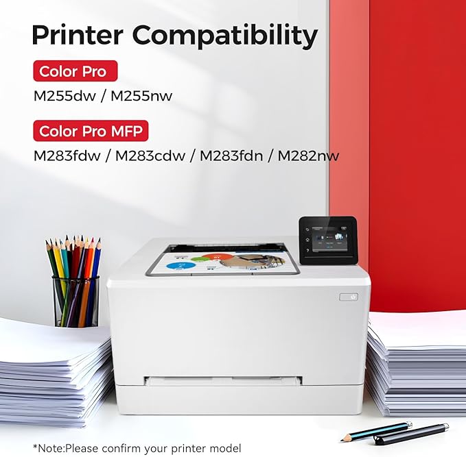 206A Toner Cartridge Set 4-Pack Printer Replacement for HP 206A W2110A W2111A W2112A W2113A Compatible for HP Color LaserJet Pro MFP M283cdw M283fdn M283fdw M282nw M255dw M255nw Ink Black All-in-One