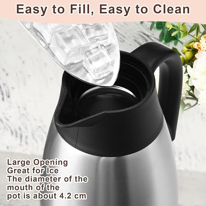 Norme 2 Pcs Thermal Coffee Carafe Insulated Stainless Steel Coffee Carafe for Hot Liquid Vacuum Thermal Pot Creamer Pitcher Dispenser with Brushes Keeping Hot Water Milk(Silver,51 oz)