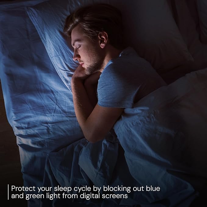 livho Sleep Glasses for up to 99.9% Blue Green Light Blocking for Computer Gaming, Dual Coatings Red Lens, for Women & Men