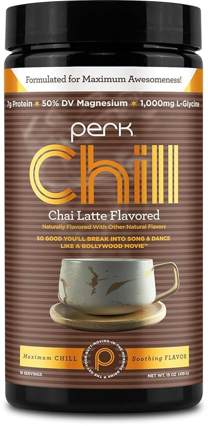 Perk Chill Chai Latte Flavored Drink Mix (18 Servings) - Soy Free & Peanut Free