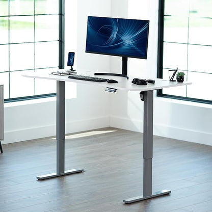 VIVO Electric 63 x 32 in Standing Desk, Memory Height Adjustment, 1B Series, White Top Gray Frame, DESK-KIT-1G1W