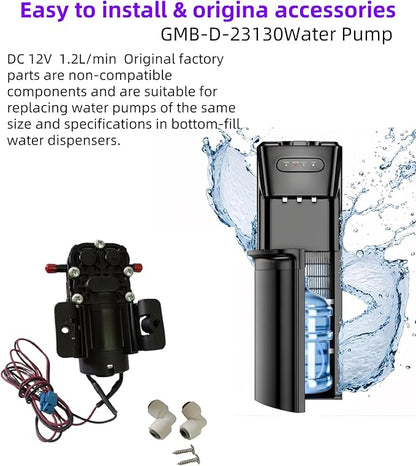 water dispenser pump GMB-D-23130 1.2L/min, fit for Midea, Avalon, Primo, Brio Bottom Loading Bottled Water Cooler Dispenser, replace DP005A2 fit for Bottom Loading Water Dispenser DC 12V parts