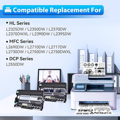 ZIPRINT 2-Pack Dr730 Drum Unit Replacement for Brother DR-730 DR 730 for MFC-L2710DW MFC-L2750DW MFC-L2730DW MFC-L2750DWXL DCP-L2550DW HL-L2370DW HL-L2350DW HL-L2395DW Printer, 12000 Pages Yield