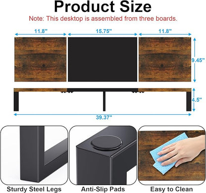 Zimilar Dual Monitor Stand Riser, Large Monitor Stand for Desk, Wood Monitor Riser with Storage Organizer for Home Office, Monitor Stands for 2 Monitors, Desktop Wooden Monitor Riser for Computer