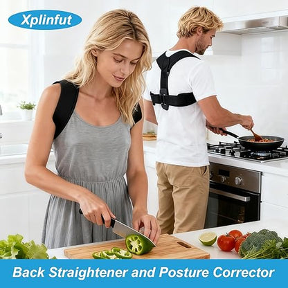 Adjustable Posture Corrector for Women & Men, Back Brace Posture Corrector and Upper Back Shoulder Brace, Back Straightener for Slouching & Neck Hump, Discreet Under Clothes, Breathable, Adjustable Size Fit