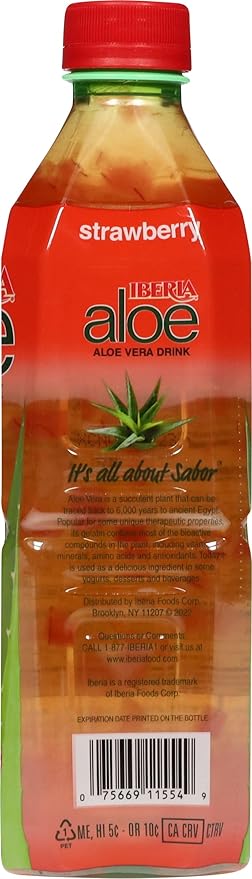 Iberia Aloe Vera Juice Drink, Strawberry,16.9 Fl Oz (Pack of 8)
