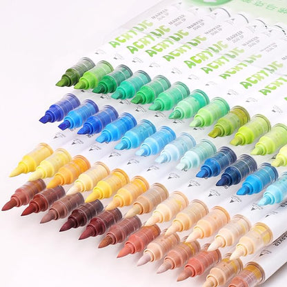kander 12 Colors Dual Tip Acrylic Paint Markers,Pink Color— Extra Fine & Soft Brush Pen Set with Direct Ink Flow for Sketching, Detailing, Coloring on Wood, Canvas, Rock, Glass, DIY Crafts