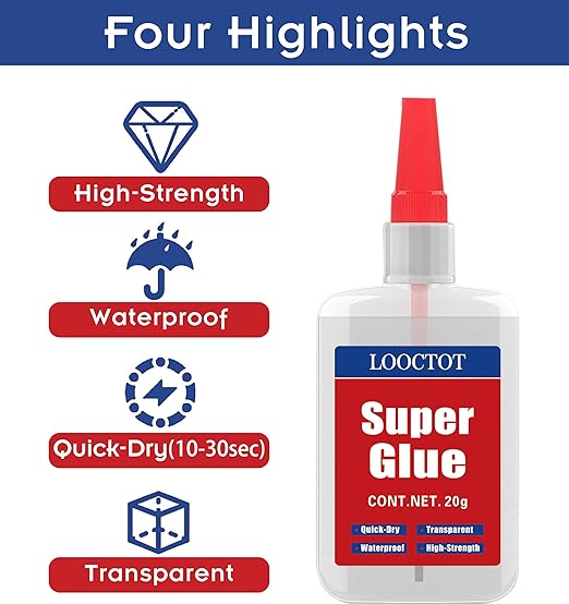 (2-in-1) Super Glue with Brush Applicator & Nozzle, Mess Free Superglue Brush, Instant Glue for All Purpose and Fast Setting for Projects and Repairs,3000 CPS Clear Cyanoacrylate Glue