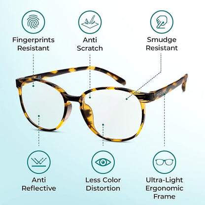 Prospek Bluelight Glasses Women Oversized, ARTIST (+2.5 Diopters) - High Optical Quality Clear Lenses