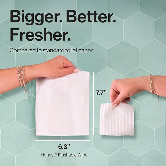 The Honest Company Hypoallergenic Flushable Wipes for Sensitive Skin, Tropical Leaves, 126 Count