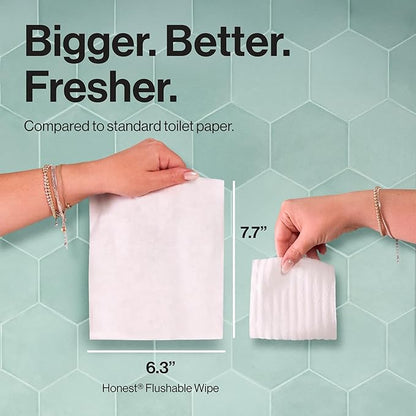 The Honest Company Hypoallergenic Flushable Wipes for Sensitive Skin, Tropical Leaves, 126 Count