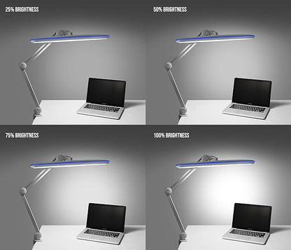 Neatfi XL LED Desk Lamp with Clamp – 2,200 Lumens, 23” Wide, Dimmable Task Light for Office, Study, Crafting & Nail Techs (Non-CCT with Clamp, Silver)
