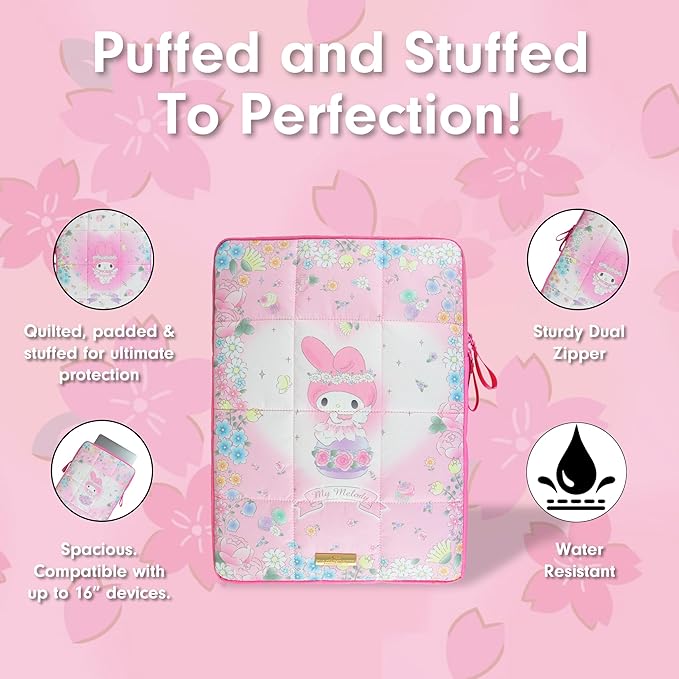 Sonix x Sanrio | Puffy Laptop Sleeve | 15-16 Inch, Quilted Pillow Puffer Laptop Carrying Case, Computer Sleeve | My Melody Fairy 50th Anniversary