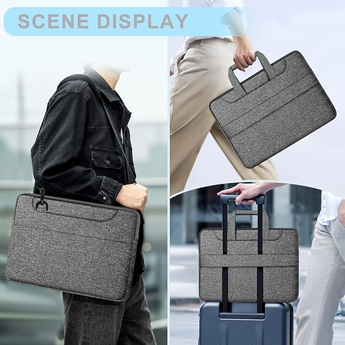 Universal Laptop Shoulder Bag 13-17.3 Inch Shockproof Briefcase with Multi-Pockets & Adjustable Strap for MacBook Pro/Air
