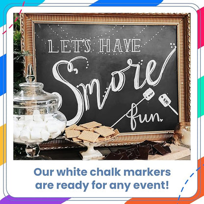 Chalkola White Chalk Markers for Blackboard, Chalkboard Sign, Window, Bistro, Car, Glass (5 Pack 6mm) - Liquid Chalkboard Markers Erasable - Paint Chalk Pens Washable Ink Reversible Tip