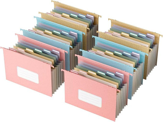 Wheat Straw Expanding Hanging File Folders, 3 Color File Organizer, 1.2" Accordion Pockets, Large Capacity, Letter Size for Filing Cabinet, 100% BPA Free, Return to Nature, Healthy Living-6