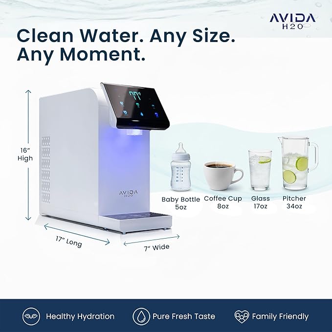 Ultra Instant Hot and Cold Water Dispenser - Bottleless Water Dispenser Countertop with Full Installation Kit and Quiet Multi-Stage Filtration + UV Sterilization & Modern Touchscreen Design
