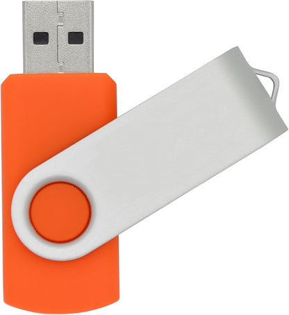 10 Pack 16GB USB Flash Drives USB 2.0 16GB Flash Drive Swivel USB Memory Stick Thumb Drive,Orange