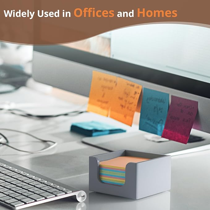 Gray Sticky Note Holder, Wood Post It Note Dispenser for Office Desk Accessories, Self Stick Note Pad Holder, Memo Pad Holder Dispenser Organizer for School Office Desk Supplies