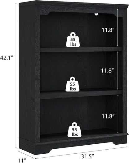 HIFYOBRO 3 Tier Bookshelf and Bookcase, 31.5" Wide Wooden Book Shelf, Freestanding Open Display Storage Bookshelves for Study Room, Home Office, Living Room