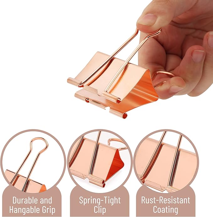 Mr. Pen- Jumbo Binder Clips, 2 Inch, 12 Pack, Rose Gold