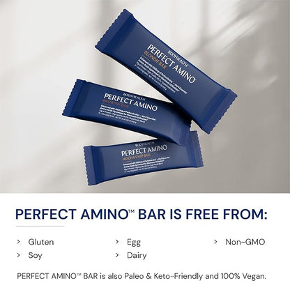 BodyHealth PerfectAmino Bar – Protein Energy Snack with 10g Protein, Plant-Based MCTs, Superfood Blend, Non-GMO, Gluten, Dairy & Soy Free (Blondie, 12 Pack)