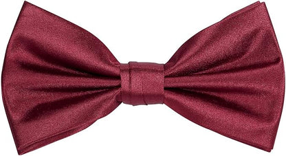 TIE G 5pcs Tie Set in WHITE OR BLACK GIFT BOX: Solid Color Necktie, Satin Bow Tie, Pocket Square, Lapel, Cuff Links