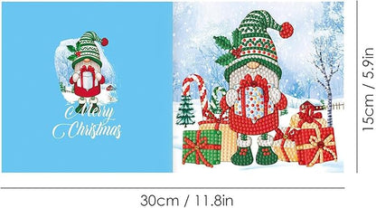 12 Packs DIY 5D Diamond Paint Christmas Cards, Round Drill Crystal Rhinestone Arts Craft Cards Kits, Xmas Santa Claus Elk Diamond Art Greeting Cards for Birthday Thanksgiving Christmas Handmade Gift