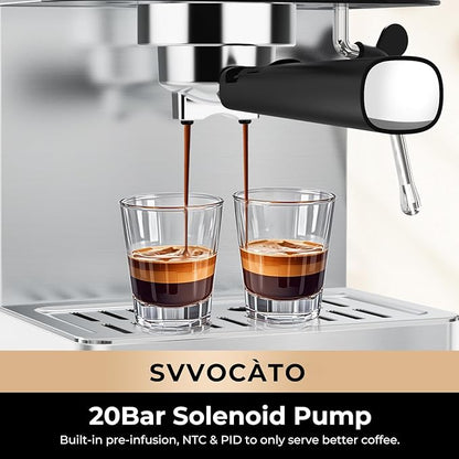 CHULUX Svvocàto Espresso Machine, Hot & Cool Espresso Maker with Milk Frother, Touchscreen Expresso Coffee Machine with 50oz Water Tank for Cappuccino, Americano