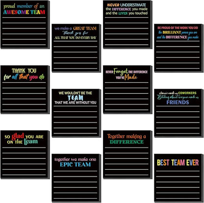 Yinder 24 Pcs Inspirational Sticky Notes Christmas Stocking Stuffers Motivational Sticky Notes Pad Employee Appreciation Gift Bulk for Teacher Nurse Coworker Office 3 x 3'' (Team,Black)