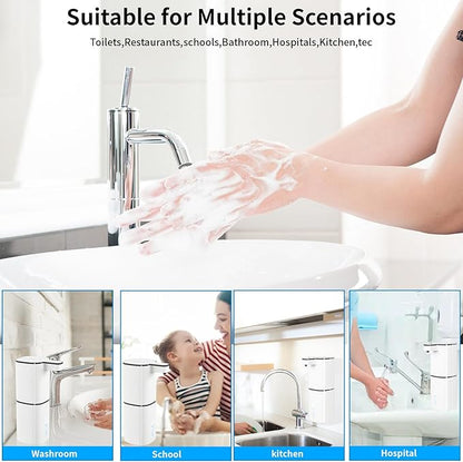 Automatic Soap Dispenser Touchless, Wall Mounted Smart Soap Dispenser, USB Rechargeable, 4 Adjustable Levels, 14.2oz / 420ml Large Capacity, for Bathroom, Kitchen, School (Black, Liquid)
