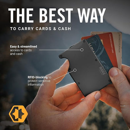 Ridge Wallet for Men - Slim Minimalist Compact Wallet and Card Holder, RFID Protected Front Pocket Wallets for Men with Integrated Money Clip (Gunmetal Titanium)