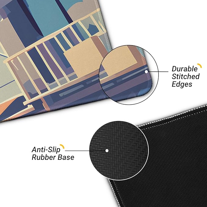 Anime Cute Cat with Sky Backgound Gaming Mouse Pad with Non-Slip Rubber Base, Large Kawaii Mousepad with Stitched Edges, Long Keyboard Mat for Laptop and Mouse, 31.5 x 11.8 inches