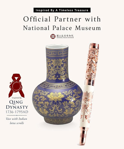 ARTEX Luxury Fountain Pen Set With Stand - Museum Art Collections - Crafting Timeless Beauty - the Best Gift & Office Desk Decor, German SCHMIDT Fine Nib, Solid Metal & Marble Texture
