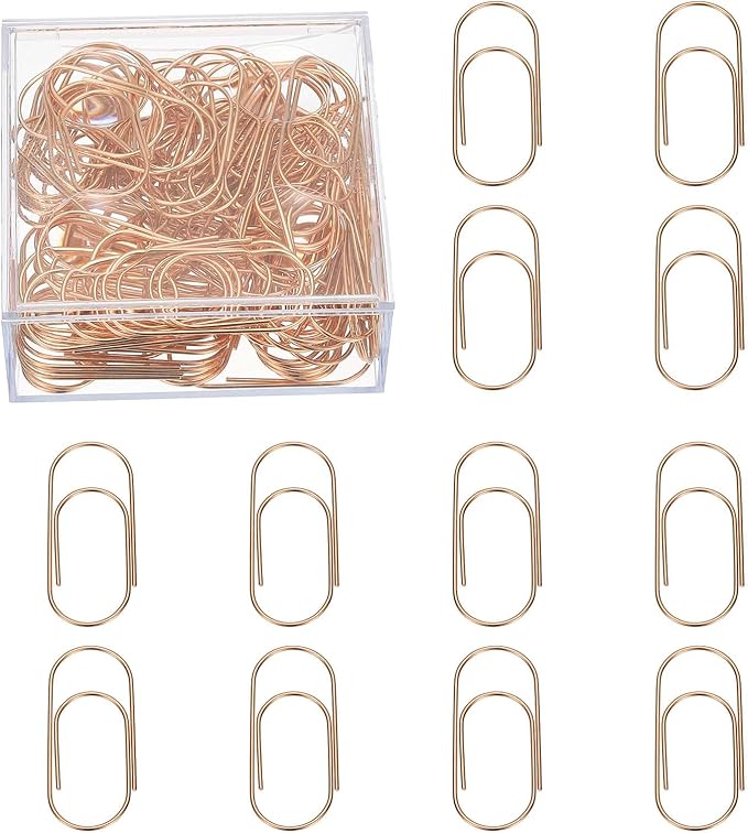 PATIKIL 100 Pcs Paper Clip, 2inch Non-Skid Metal Paper Clamp Clips Large for Office Supplies Craft Scrapbook Document Note Sorting, Electroplating, Rose Gold