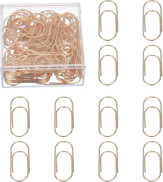 PATIKIL 100 Pcs Paper Clip, 2inch Non-Skid Metal Paper Clamp Clips Large for Office Supplies Craft Scrapbook Document Note Sorting, Electroplating, Rose Gold