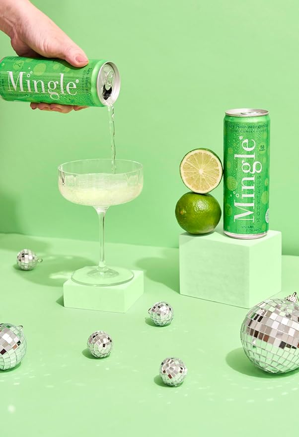 Mingle Mocktails Premium Non-Alcoholic Cocktails - Key Lime Margarita Mocktail, 12 FL Oz Cans, (Pack of 24)