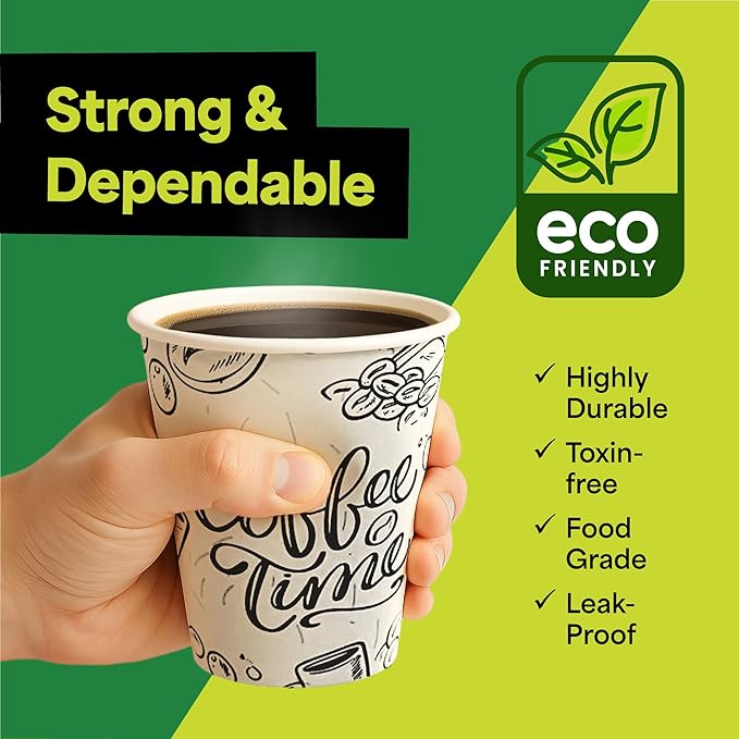 EconoHome 12 oz 1000 Pack Disposable Coffee Paper Cups - Paper Cups for Hot and Cold Drinks, Tea, Water, and Juice
